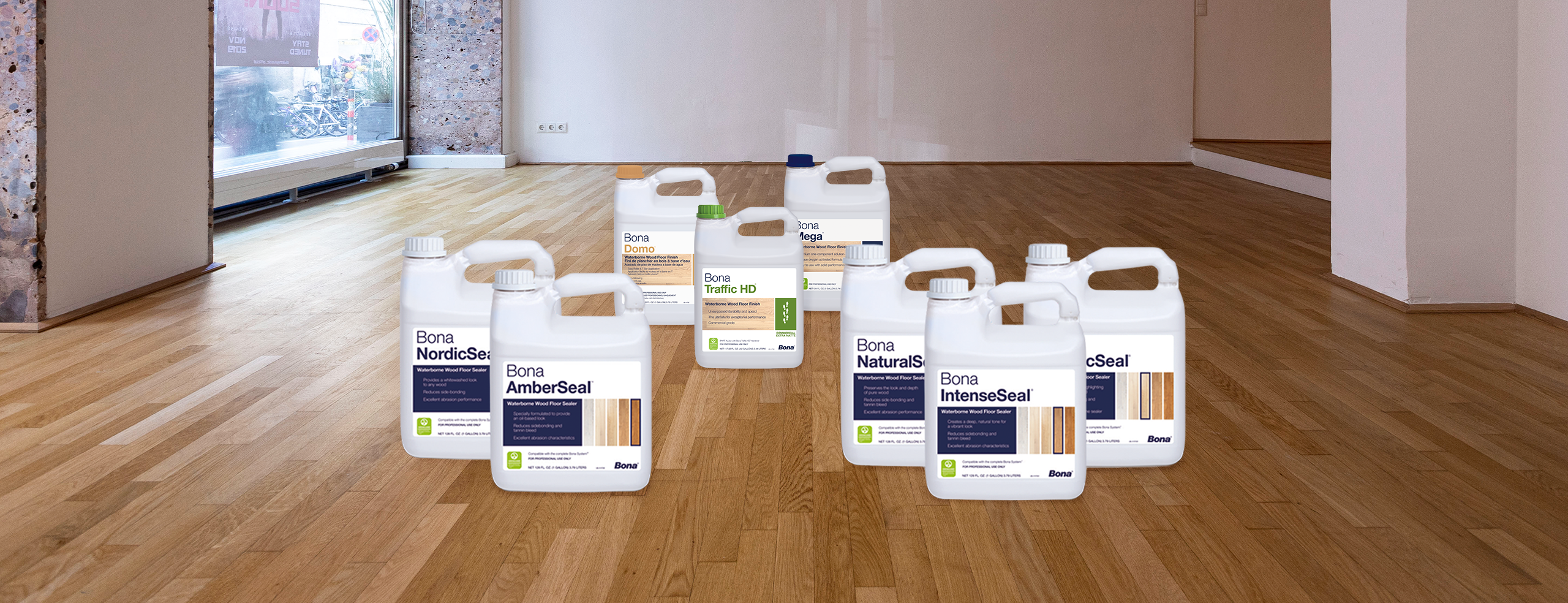 Hardwood Floor Refinishing in Walthamstow with Bona sealers and finishes displayed on a European oak hardwood plank floor